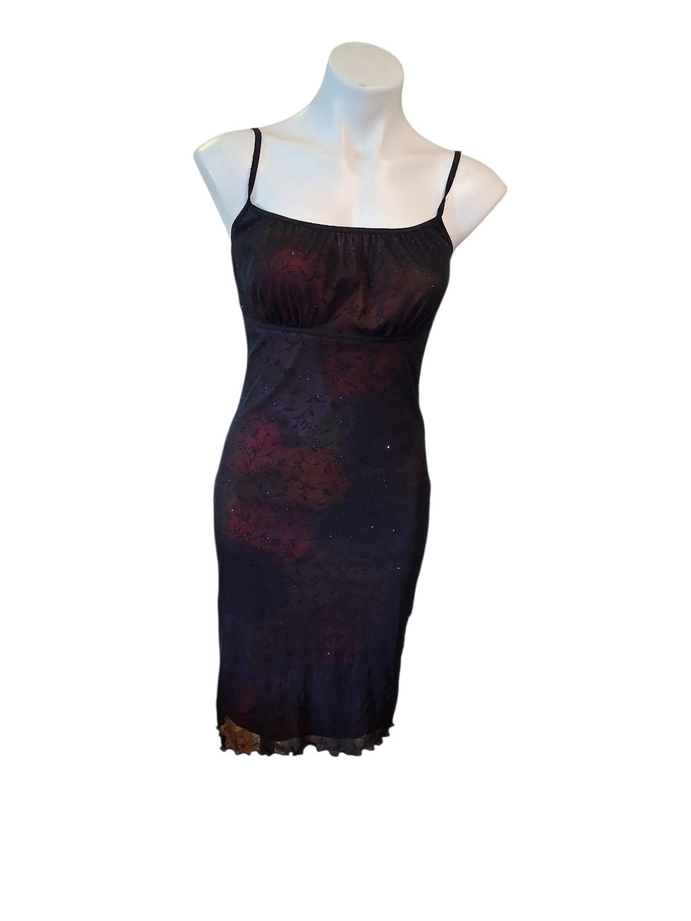 Cloud 8 Black Floral Sheer Slip with Spaghetti Straps